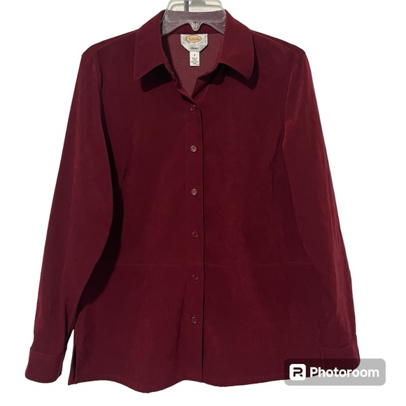 Talbots Tops - Talbots size small women’s stretch burgundy button down shirt